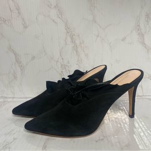 Loeffler Randall Langley Black Ruffle Mule Heels Size 9.5